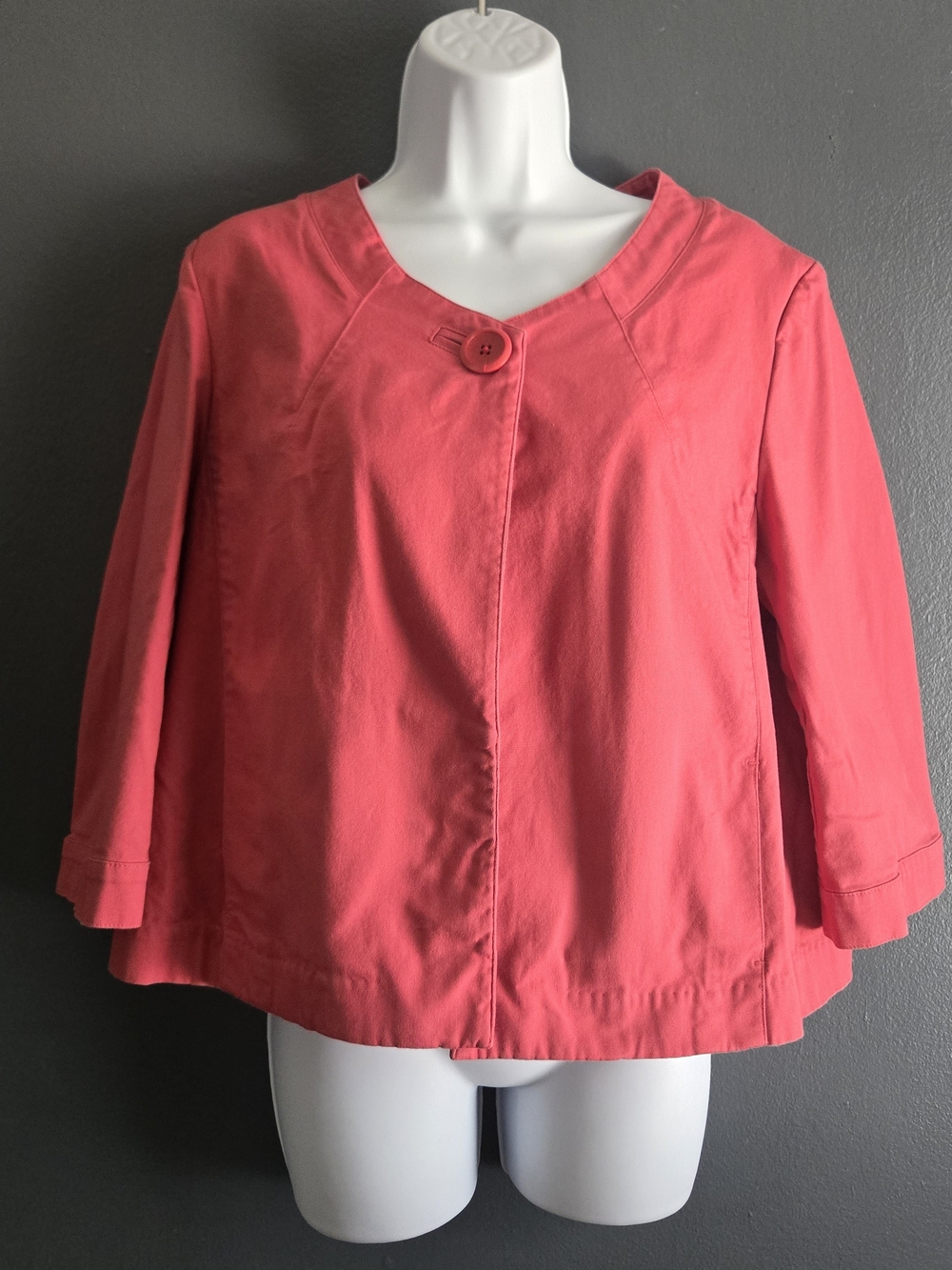 Talbots Women’s Coral Collarless Preppy Classic Cropped Jacket 14